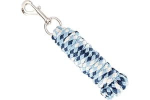 Merauno® Cuerda para caballo – Punto de amarre en diferentes diseños elegantes, correa de guía, cuerda de amarre, pony, burro, cabra larga con mosquetón, negro, azul, oro rosa