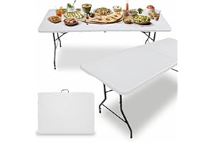 MEDAS PRO Składany stół cateringowy, ogrodowy, balkonowy, kempingowy, składać, stolik barowy, stół bistro, 180 x 70 cm, biały