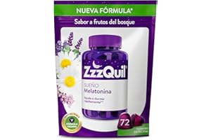 ZzzQuil Sueño Fórmula Vegana, Gummies de Melatonina para Dormir, Ayuda a Dormir Rápidamente*, Sabor Frutos del Bosque, Fórmula Vegana, 72 Gummies