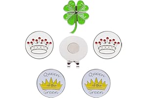 Eshan Golf Ball Markers Magnetic Hat Clips Set Golf Bag Accessories Gift for Men Women Golfer Fan (5 Ball Markers & 1 Hat Clip)
