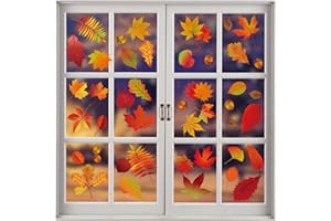 ‎TUOPUDA Tuopuda Herbst Blätter Fensteraufkleber 174 Stück Fensterbilder Erntedankfest Fensterdeko Thanksgiving Fenster Ahornblätter Deko Herbstdekoration für Kinderzimmer Cafe Buchhandlung Party Zubehör