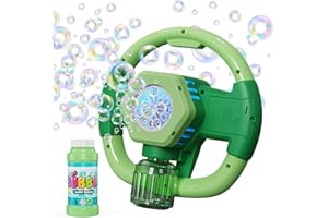 Panamalar Macchina Bolle di Sapone Volante, Macchina per bolla Automatico per Bambini 10000+ Bolle al Minuto con 110ml Soluzione/Luci/10 Fori per All'aperto Matrimonio Festa Compleanno, Verde