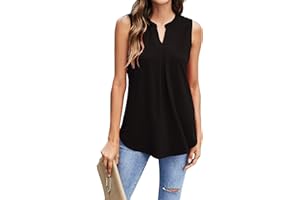BDTECAOR Tank Top Damen Lang V-Ausschnitt Ärmellose Bluse Lockere Oberteile Tunika Shirts