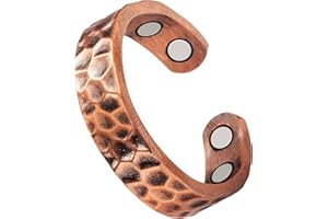 EnerCoppeX 99% Pure Copper Men's and Women's Copper Rings, Inlaid with 4 3500 Gauss Effective Magnets, Open Design can Freely Adjust The Size, 2.3-2.6 inches Copper Ring (L)