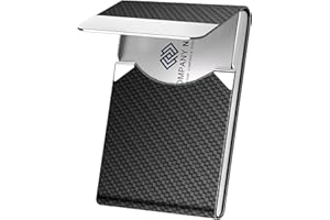 DMFLY Business Card Holder, Metal Business Card Case Pocket, Card Holder for Women & Men, Professional PU Leather Business Card Holders RFID Blocking Name Card Holder Case with Magnetic Clasp