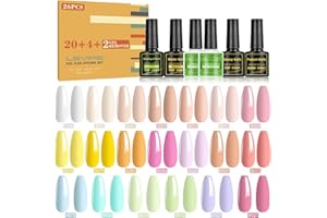 LEVIPE 26 Pcs Esmalte Semipermanente Gel UV LED, 20 Colores de Pintauñas Semipermanentes para Uñas con 1 Base, 1 Top Coat Brillante y 1 Mate, 1 Brilla en la Oscuridad, 2 Removedor de Esmalte, 8ml
