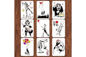 ‎INFUNLY INFUNLY Banksy-Themen Zeichenschablonen-Set – wiederverwendbare Streetart-Schablone zum Malen auf Wand, Fliesen, Leinwand, Möbel, Papier – 29 x 20 cm
