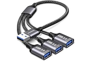 KiWiBiRD USB Splitter 1 zu 3 USB Verteiler (1x USB3.0, 2X USB2.0) Y Kabel 3.0 Adapter Erweiterung Ladekabel für Strom und Daten Mini HUB Kompatibel mit Laptop Drucker PC Tastatur Maus