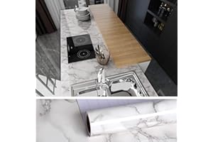 VEELIKE Papel Adhesivo Mármol Blanco Papel Marmol Gris Papel Pintado Pared Vinilico Papel Pintado Autoadhesivo Cocina Impermeable Papel Tapiz Dormitorio Salon Habitación Decoracion Pared 40cm x 600cm