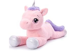 MorisMos XXL Peluche Unicornio Gigante, 110cm Rosa Unicornio Peluche Grande para Niña, Suave Kawaii Unicornio de Peluche Regalos para Niños Novias Aniversario Navidad Deco