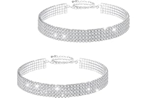 COSYSPARKS Cavigliera Strass, 2Pz Sparkling Rhinestone Cavigliere per le Donne Ragazze di Cristallo Piede Cavigliera Regolabile Tennis Catena Cavigliera per Spiaggia Seaside Summer Party