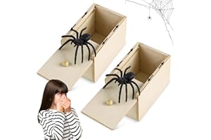 TISMHGKU 2PCS Spinne In Box,Spinne,Prank,Streich Spinne Spielzeug Box Holz,Scherzartikel für Halloween Streich,Spider Scare Box Springendes Geschenkboxen,für Kinder Erwachsene Halloween Party Favors Gifts