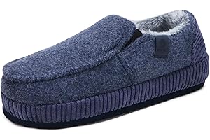 ONCAI Zapatillas de Casa Hombre sarga de algodón Pantuflas de Fieltro Cerradas Atrás de Pana Invierno Zapatos Yoga Mat Suela Antideslizante Goma Interior y Exterior Talla 40-48