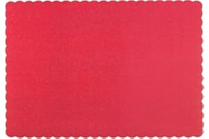 RUPERT AND JEOFFREY'S TRADING CO. Paper Placemats - Disposable - Scalloped Edge (Red, 100)