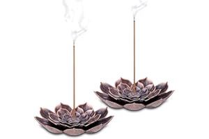 GUANGYUAN Porta Incenso bruciatore di incenso Lotus Stick 6 Fori Bruciatore Loto Incenso Bruciatore Lotus Censer 6 Fori Bruciatore Incenso Cono Bastone Incenso Bruciatore,2 Pezzi