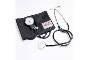 GIMA YTON Classico Sfigmomanometro Aneroide con Stetoscopio, Bracciale in Nylon con Velcro, Latex Free, Regolazione Manuale, Pera con Valvola Cromata