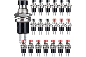 CLYXGS CLDIY 1A 250 V AC SPST Normaler geschlossener (NC) Momentschalter 2-poliger Mini-Mikrotaster Rote und schwarze Kappe 20 Stück