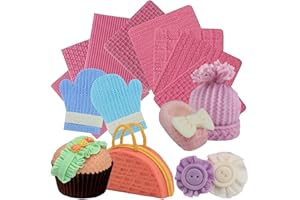 musykrafties Tejido Punto Molde de Silicona Textura Sello Tapete 8-in-Set Lote para Fondant Tarta Borde Decoración,Cumpleaños la Magdalena,Polímero Flexible,Jabón Cera Creación Manualidades Proyectos