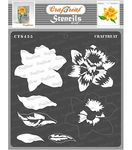 CrafTreat Pochoirs De Pivoine Réutilisables Pour Peindre Sur Bois – Fleur De Pivoine – 30,5 X 30,5 Cm – Pochoirs De Fleurs – Pochoirs De Fleurs Pour