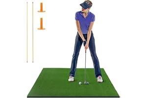 GOPLUS Tapete de Golf para Golpes, Tapete de Césped Artificial para Interior y Exterior, Alfombrilla de Golf con 2 Varillas de Alineación y 2 Tees para Amantes y Principiantes