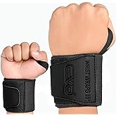 EVO Fitness Pair of 18” Deep Black Weight Lifting Wrist Wraps Support Elasticated Cotton Straps Thumb Loop Powerlifting Bodyb