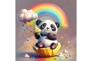 MOGTAA Panda Diamond Painting Kit Completo, Arcobaleno Diamond Painting Bambini Adulti, Kit di pittura a diamante 5D fai da te, Strass Painting Decorazione per Casa 30x30cm