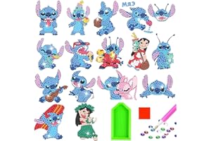 LGZIN Diamond Painting Enfant, 16 Pièces 5D Diamond Painting Autocollants Kits, DIY Cartoon Peinture, Broderie Diamant pour Enfants et Débutants Adultes