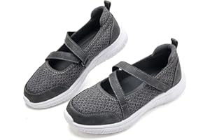 Mjxwem Womens Mary Jane Shoes Arch Support Memory Foam Flats with Hook and Loop