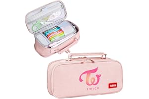 ZHENGGE Kpop Twice Merchandise - Estuche para lápices, gran capacidad, bolsa de almacenamiento para regalos, rosa, 24x11x6 cm, estuche para lápices