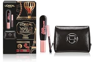 L'OREAL PARIS L'Oréal Paris Pochette Regalo Make Up à La Carte con Mascara Volumizzante Air Volume 30H Extra-Nero e Mini-Matita Occhi, Per i Tuoi Look Festivi, Con Elegante Beauty Case in Vernice Nera