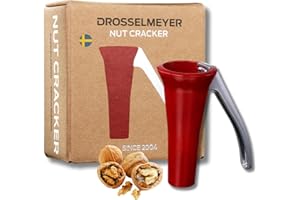 ‎DROSSELMEYER Drosselmeyer Design Nussknacker - Effektiv auf alle Größen von Nüssen minimalem Aufwand - Sehr Stark Robust mit Behälter zum Auffangen der Muscheln - Entworfen und Hergestellt in Schweden (Rot)