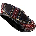 WITHMOONS Wool Beret Hat Tartan Check Leather Sweatband KR3781