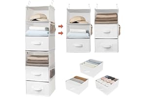 GRANNY SAYS Organizzatore per guardaroba a 6 ripiani, separabile da 2 confezioni di ripiani a 3 ripiani, cassetti pensili per guardaroba - Bianco