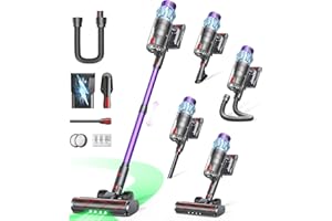 POWERFFY Cordless Vacuum Cleaner 65min/600W/50KPA, Powerful Stick Vacuum Cleaners for Home with Auto Mode Touchscreen, Self-Standing, Wall Mount, 1M Hose, Aromatherapy Vacuum for Carpets/Car/Stair/Pet Hair