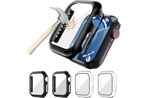OU-BAND 44mm Case for Apple Watch Screen Protector (4-Pack), Hard PC Protective Cover with Tempered Glass, Full Coverage Shockproof & Scratch-Resistant, Compatible Apple Watch Series 6, 5, 4, SE & SE2