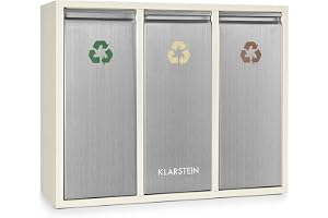 Klarstein Ordnungshüter Soptunna - Främre Flikmekanism för Enkel Fyllning, Färgad Identifiering för de Främre Flikarna, 45L, 3 x 15L