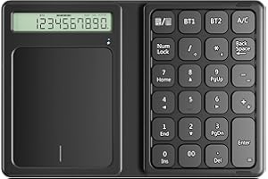 TIOLEJE Pavé Numérique Bluetooth, Clavier Numérique Ergonomique Pliable sans Fil avec Calculatrice d'affichage et Pavé Tactile, Pavé de Calcul de Bureau 23 Touches pour Ordinateur Portable, PC, iMac, iPad