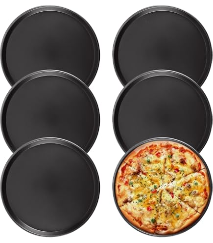 Schramm® 2, 4 o 10 piatti per pizza non forati, rotondi, diametro 33 cm, a scelta, con e senza supporto, teglia per pizza, piastre rotonde rivestite, rivestimento antiaderente, set da forno per