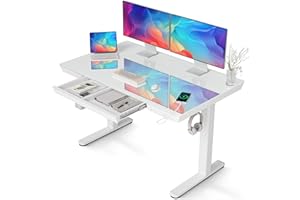 ‎CLAIKS Claiks Glass Height-Adjustable Desk, 120 x 60 cm, Electric Stand-Up Sit Desk with Robust Glass Top, Quiet Motor for Home Office and Office, Ergonomic Design for Healthy Working (White)