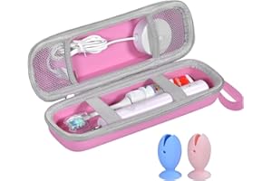 TUNYINSH Travel Case for Oral-B/Oral-B Pro/Phlips Sonicare Electric Toothbrush with 2pcs Toothbrush Heads Cover Cap, Portable Hard Protective Storage Bag with Accessories Storage (Pink)