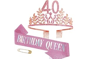 HPMAISON Geburtstag Schärpe und Tiara Mädchen Krone Damen Diadem Geschenke Crown Geburtstagskönigin Schärpe Kristall Strass Stirnband Deko für Frauen Geburtstag Party Supplies