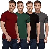 INKKR Solid Men Round Neck Multicolor T-Shirt (Pack of 4)