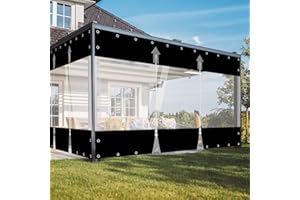 Jianyana Tende per Esterni in PVC 650G/M², Telo Trasparente Impermeabile Esterno Multiuso per Esterno, Nero, 300cm×400cm, 2 Panels