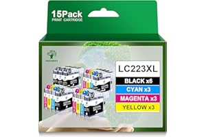 GREENSKY Multipack LC-223 Compatibles de Reemplazo para Tinta Brother LC223 LC223 XL para Tinta Brother DCP-J562DW MFC-J480DW DCP-J4120DW MFC-J4420DW MFC-J880DW MFC-J5320DW MFCJ4620DW (Paquete de 15)