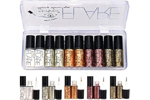 Allbestaye 10 pcs diamant paillettes eyeliner liquide set miroitement métallique Kit de maquillage étanche fard à paupières (10 PCS)