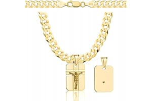 AMOR LUXURY AMAR OPRAVA Złoty łańcuszek męski pancerka z krzyżem 585, łańcuszek męski 925/585, solidny, naszyjnik męski, gruby, 6,5 mm