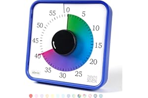 TWENTY5 SEVEN 19CM Visual Timer, 1 Hour Countdown Timer, Kitchen Timer, Loud Alarm Sound 60 Minutes, for Classroom Teaching Homework Games Cooking Office Meeting, Colorful and Navy Blue