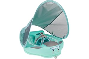 Lanckeli Salvagente Neonato 3 Mesi-2 Anno Galleggianti per Bambini con Tettuccio Parasole e Cintura di Sicurezza, Non Gonfiabile, Impermeabile e ad Asciugatura Rapida.