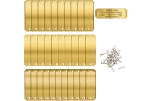 INNCEN 30 targhette in ottone spazzolato, targhetta per il nome in ottone per incisione laser, cassetta delle lettere, personalizzabile, 7,6 x 2,5 cm
