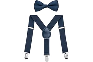 FACATH Kids Braces Bowtie Sets for Christmas Party Costume Dress, Y-Shape Adjustable Suspenders With Bow Ties Gift Idea For Boys And Girls